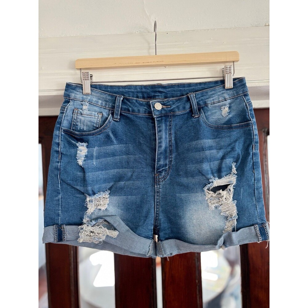 SHEIN Denim Distressed Shorts